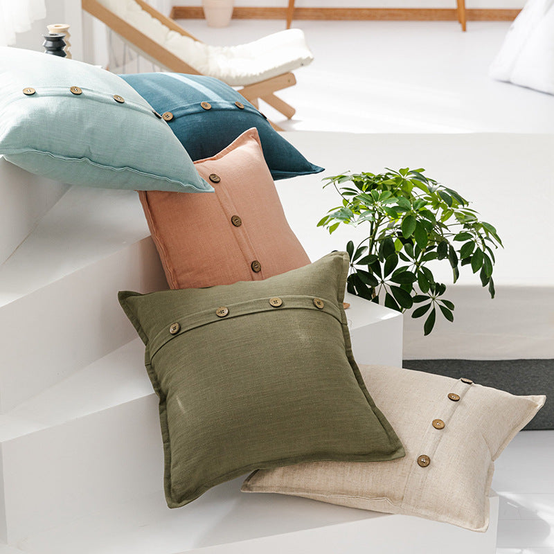 Solid Color Cotton-Linen Cushion with Insert (Japanese Style)